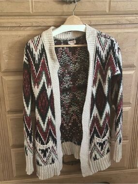 Mossimo Supply Co. Open-Front Cardigan in Cream, Black, Burgundy & Green